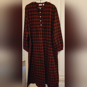 L.L. Bean Red and Black Plaid Nightgown